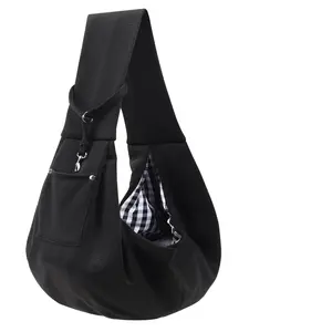 Dog Carrier Sling - Reversible Puppy Carrier Purse with Storage Pocket, Hands-Free Dog Sling Carrier for Carrying Small Dogs and Cats, Travel Safety Harness, Dog and Cat Harness (Black)