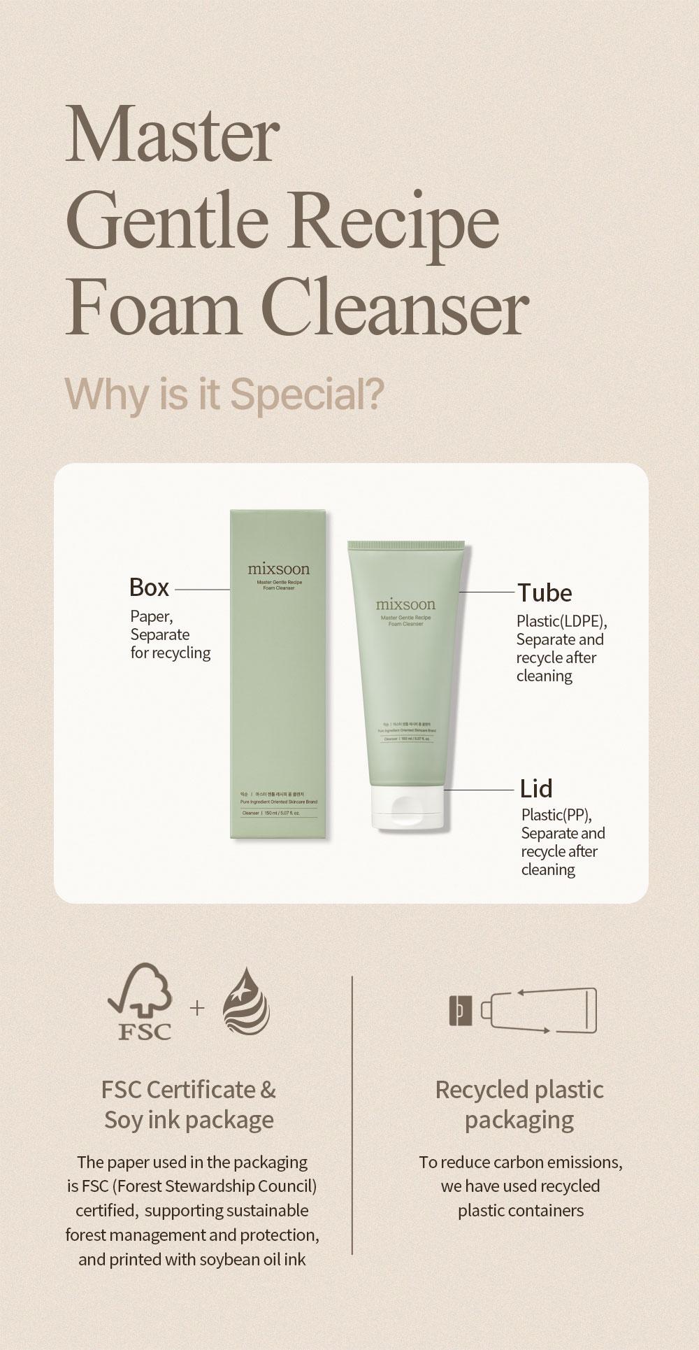 [mixsoon Official Shop] Master Gentle Recipe Foam Cleanser 5.07 fl.oz / 150ml - Korean Skincare for Glass Skin