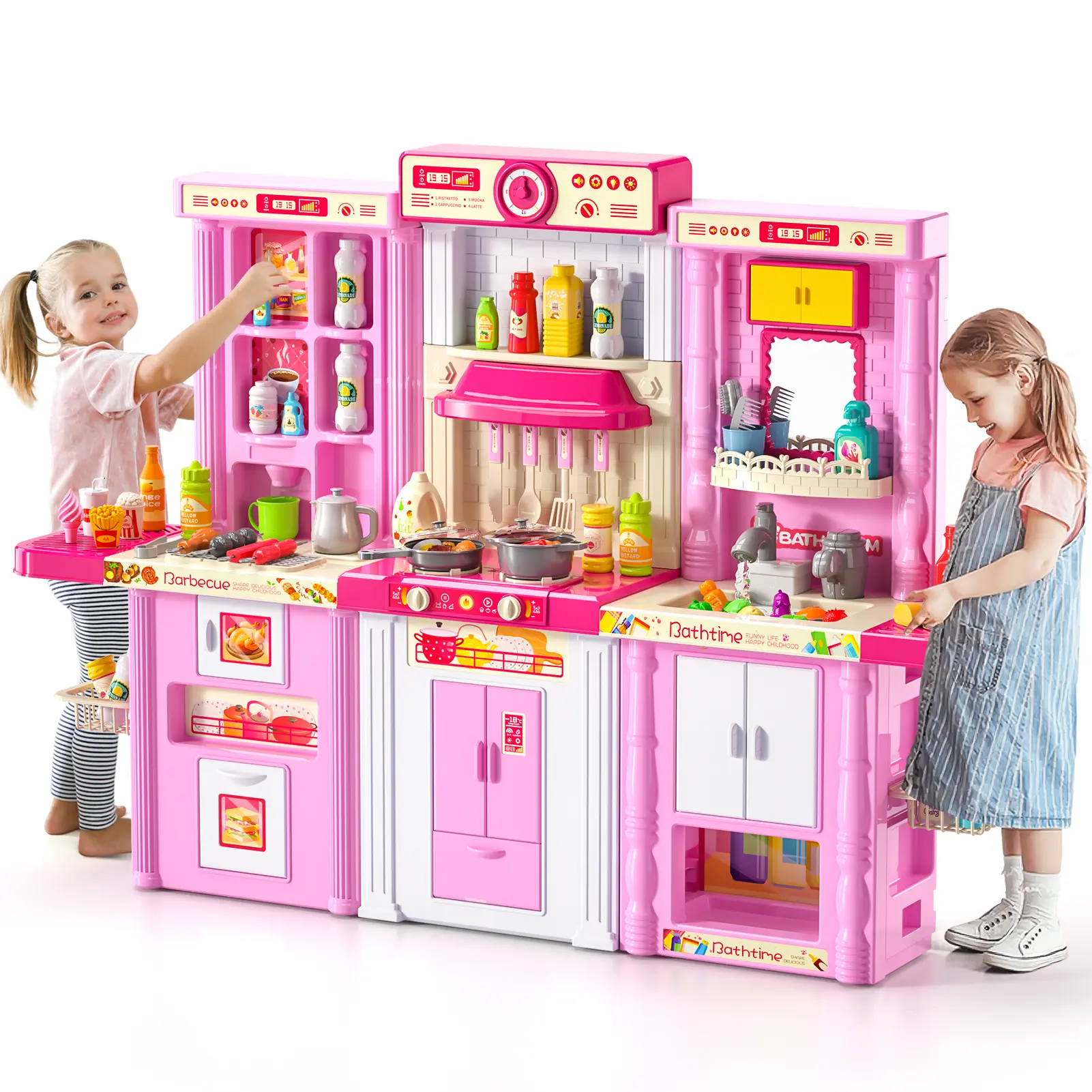 Unisex BPA-Free Pretend Play Kitchen Playset for Kids Ages 4–6, 6–8 - Multi-Functional Simulation Cooking Station with Flashing Lights, Fully Equipped Steamer, STEM Educational Stress Relief Toy, Simulation Utensils