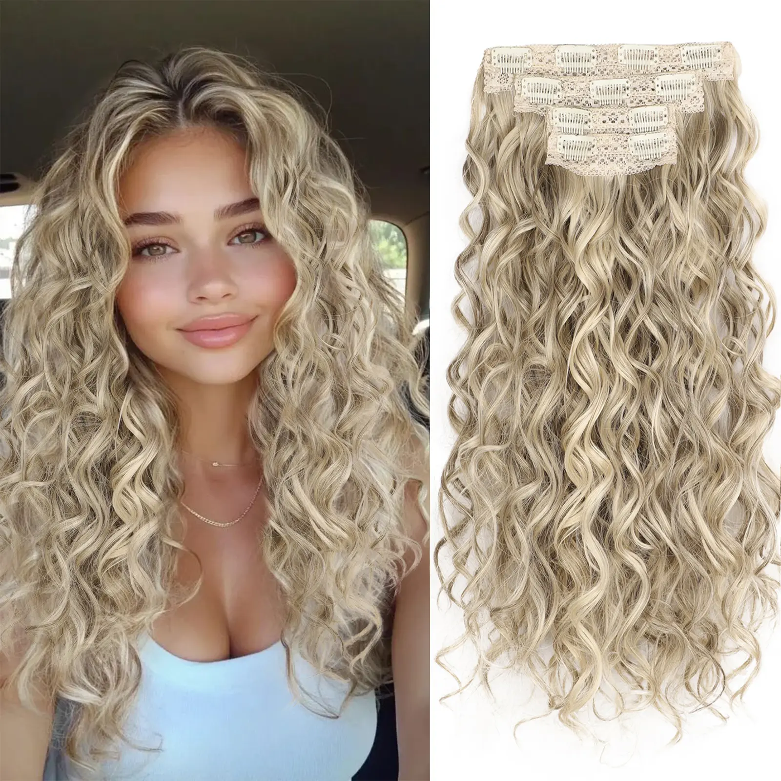 22Inch-Ash Blonde with Platinum Blonde Highlights