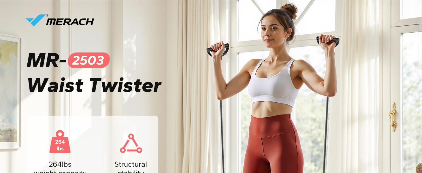Merach Waist Twister Machine Ab Board for Women Core Workout Equipment Portable Waist Toner for Aerobic Exercise Home Gym Cardio with Resistance Bands Abdominal Muscle Trainer Abdominal Shaper