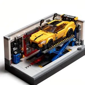 763+ PCS Car Repair Shop Building Set | Classic Sports Car Scene Model | DIY Desk Display Ornament | Collector Gift for Car Fans