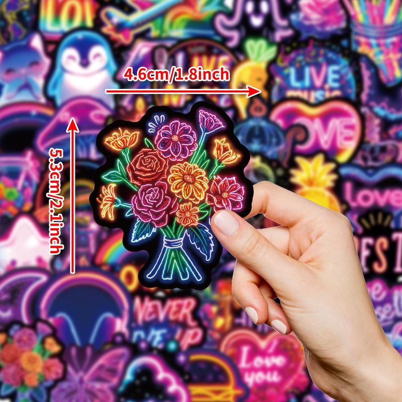 Neon Stickers 50pcs Trendy Hot-Selling 4 Series Waterproof DIY Stickers for Laptops Water Cups Phone Cases Personalized Expression