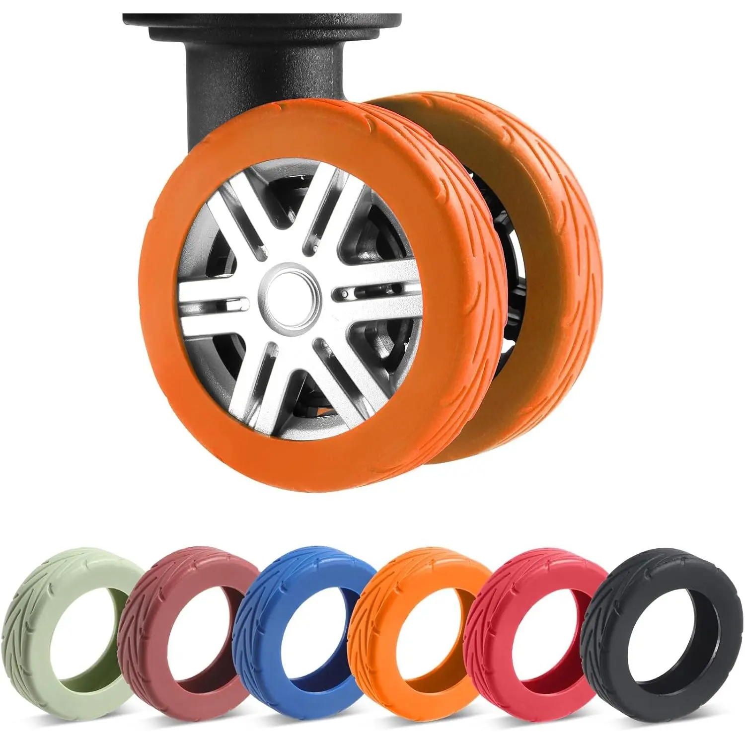 8 count Upgrade Luggage Wheel Covers, Carry On Luggage Suitcases,Wear-Resistant, Anti-Noise, Silicone Wheel Protective Covers for 2-2.4" Spinner Wheel,Essential Travel Accessories (Orange)