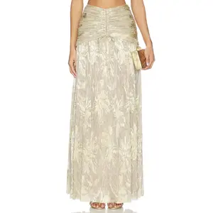 PatBO Golden Dust Lurex Maxi Skirt in Gold