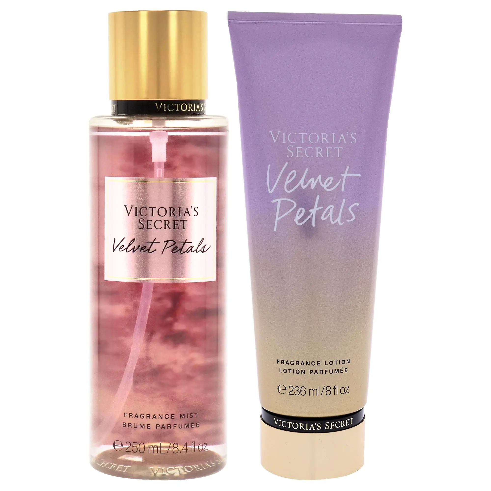 Velvet Petals by Victorias Secret for Women - 2 Pc Kit 8.4 oz Fragrance Mist, 8 oz Body Lotion