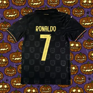 2025 World Cup Portugal Away Short Sleeve 7# Ronaldo Jersey Black Fans Version Breathable