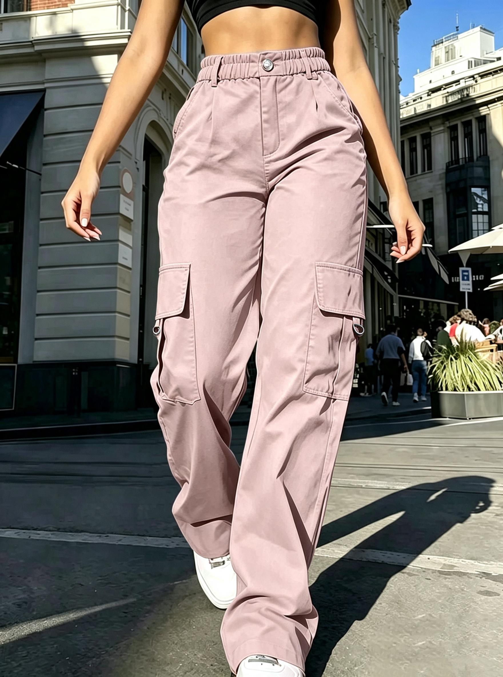 Clean Gent fashionable high-waisted cargo pants with pockets, Y2K tactical-style pants, street-style casual retro women’s bottoms suitable for all seasons
