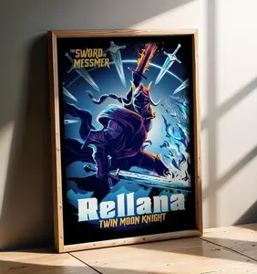 RELLANA TWIN MOON Knight Poster | Elden Ring Shadow of the Erdtree Video Game Wall Art Print | Dark Fantasy Boss Gaming Poster | Gamer Room Decor | Original Soulslike Artwork Printed