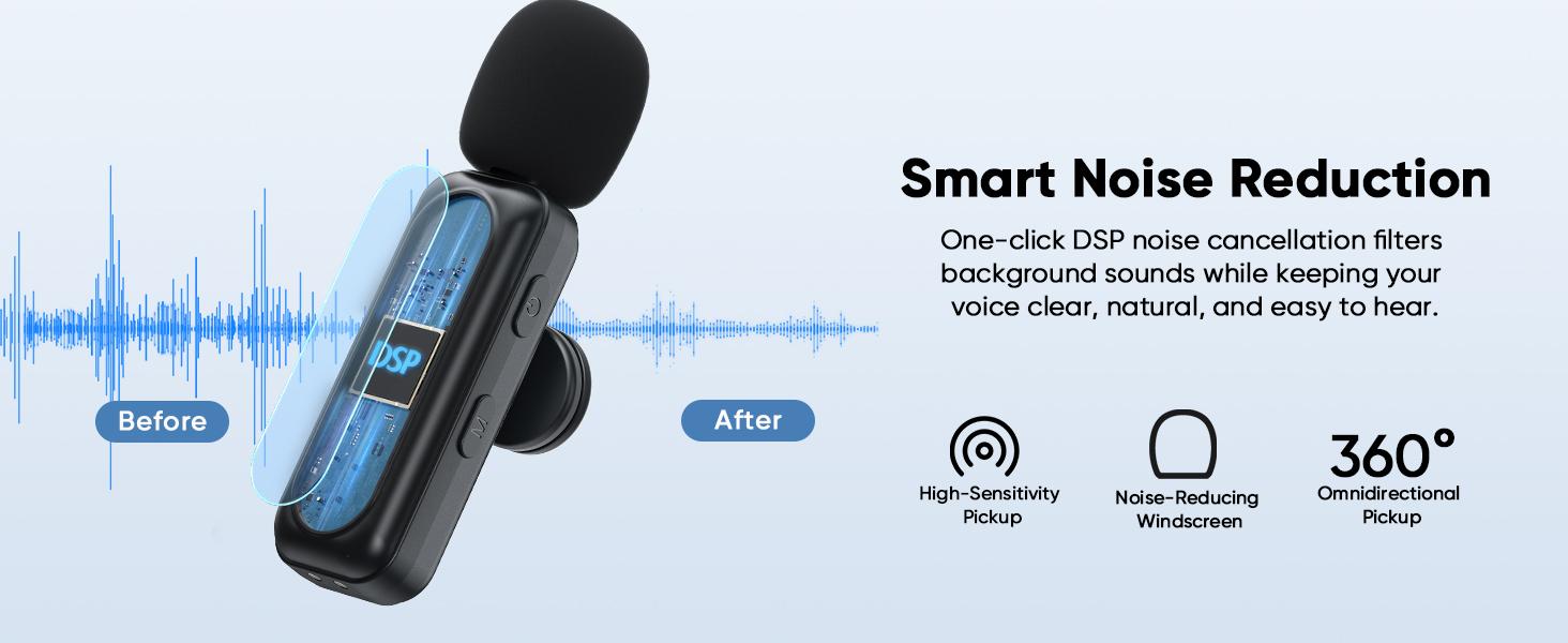 PQRQP Wireless Lavalier Microphone Dual Set-Magnetic Clip Mic Plug & Play Clip-on Mic with Auto Pairing, Magnetic Mount, Noise Cancelling, for iPhone, Android, USB-C Devices, YouTube, Podcast & Video Recording