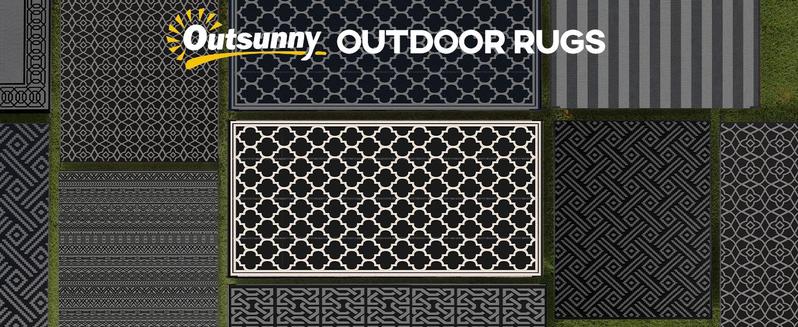 Outsunny Reversible Outdoor Rug, 9' x 18' Waterproof Plastic Straw Floor Mat, Portable RV Camping Carpet, Large Floor Mat for Backyard, Deck, Picnic