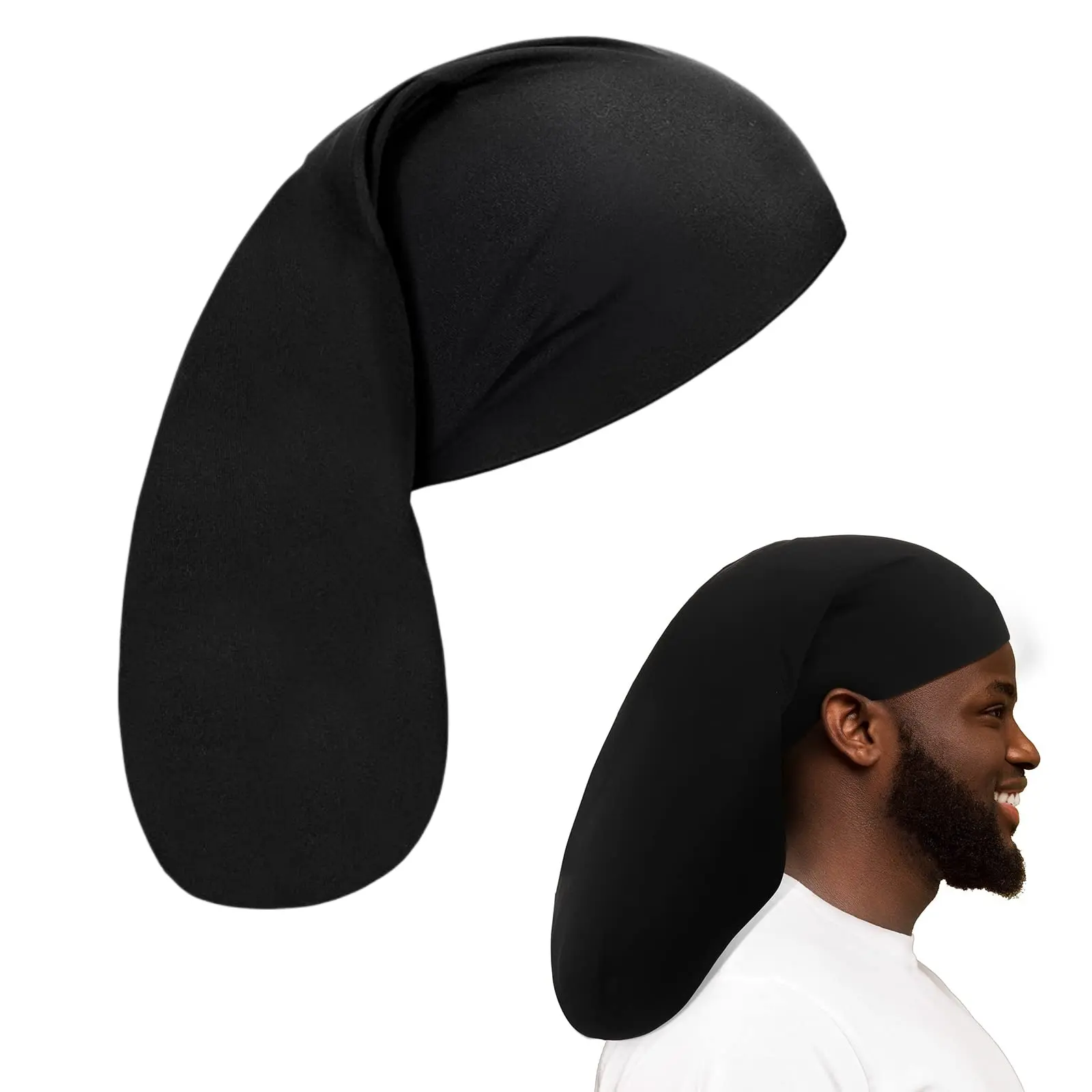 Unisex Jumbo Silky Dreadlock Sleeping Cap - Hair Care Tool for Long Hair, Elastic Heatless Breathable Bonnet, Frizz Control Head Wrap, Heatless Hair Bonnet