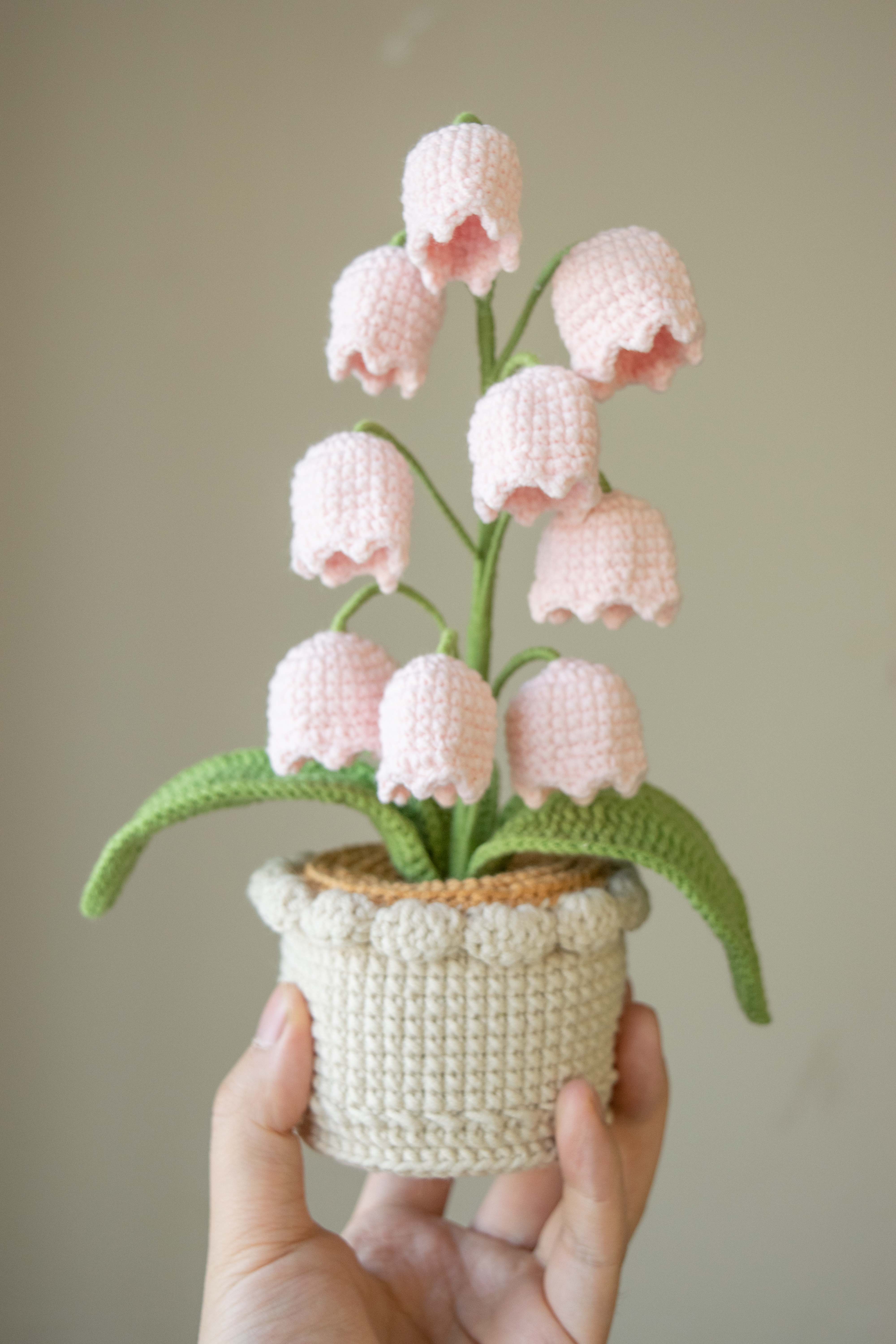 Handmade Crochet Lily of the Valley Potted Plant, Crochet flower, Handmade gift, Home decor, Office decor, Birthday gift, Christmas gift