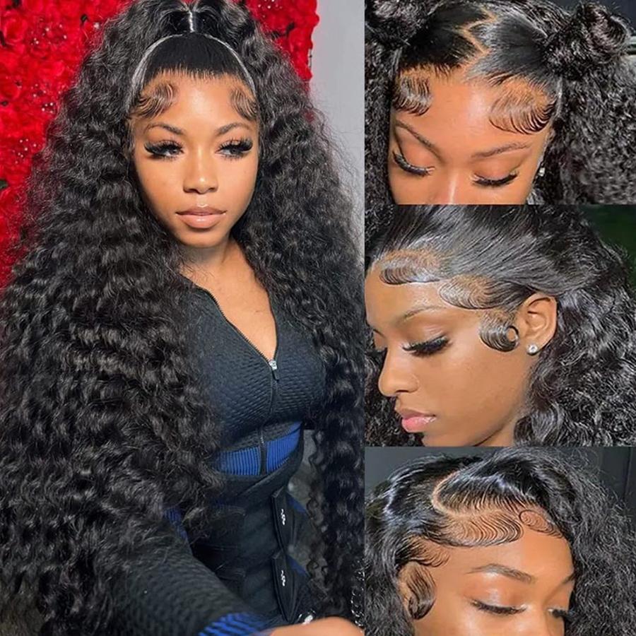 Bling Hair 13x6 Deep Wave HD Lace Front Wigs 13x4 Human Hair Lace Frontal Wig 180% Density Brazilian Deep Curly Hair For Women PrePlucked Lace Wig SpringStatements