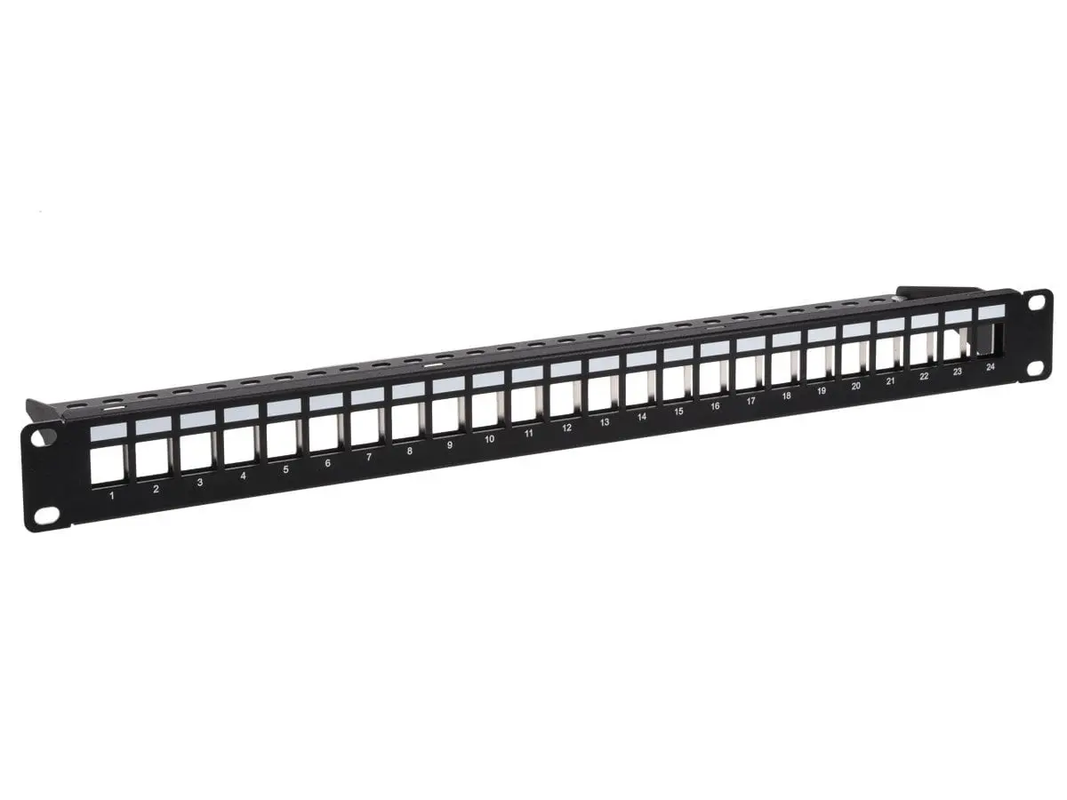 Monoprice 43544 24 Port Blank Keystone Patch Panel - 1U, Shielded with Wire Support Bar
