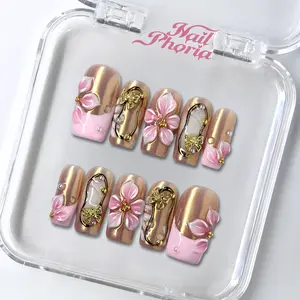 NailPhoria SAKURA GLOW - Handmade Press-On Nails | Reusable, Salon-Quality, Long-Lasting, Glossy Design NailPhoria SAKURA GLOW - Handmade Press-On Nails | Reusable, Salon-Quality, Long-Lasting, Glossy Design