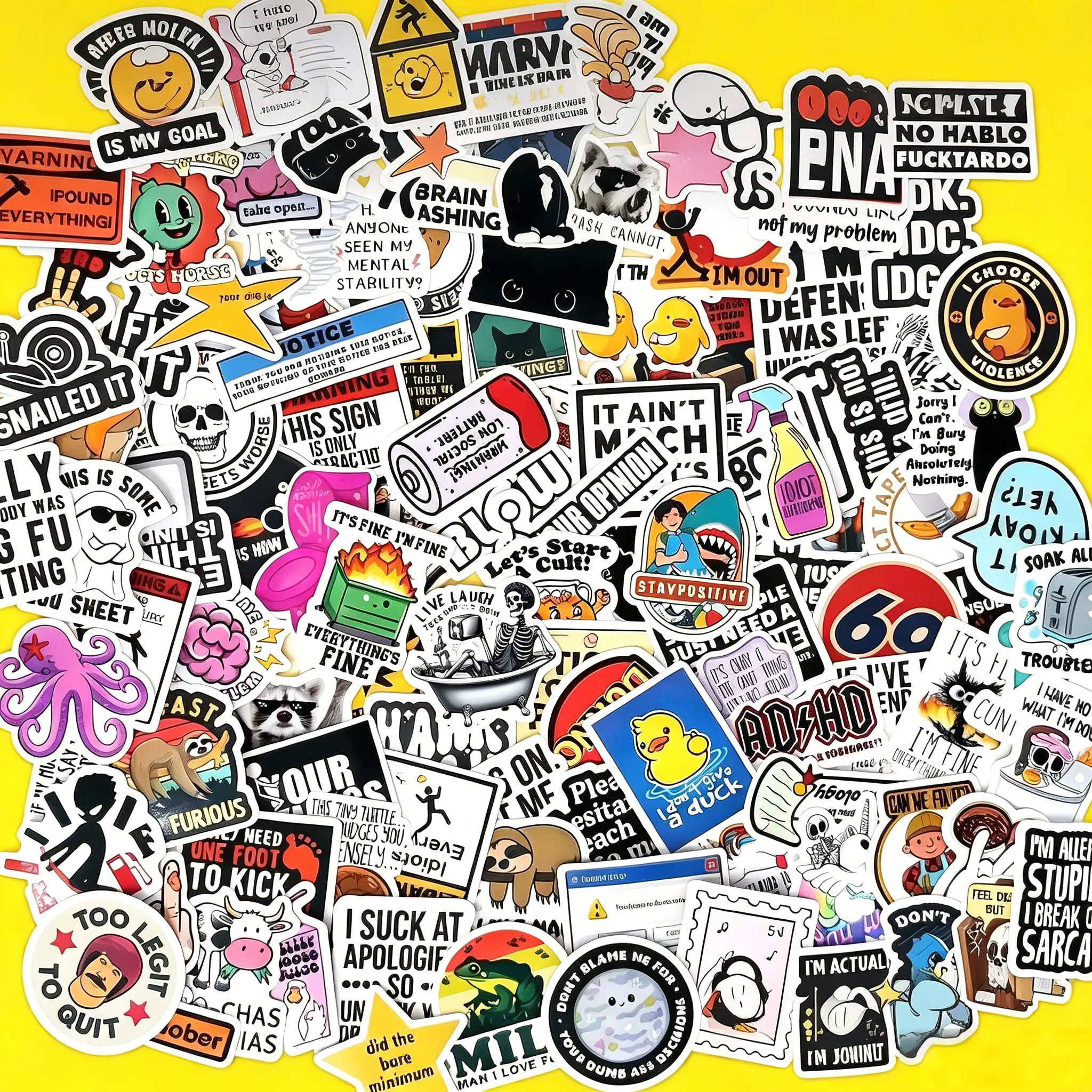 130PCS Funny Meme Saying Stickers Pack,Sarcastic & Snarky Bold Humor Waterproof VinylDecals, DIY Stickers for Laptops, Water Bottles,Phones, iPads & Folding Chairs