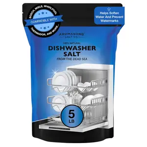 Aromasong 5 LB Natural Dishwasher Salt from the Dead Sea for Bosch Miele Whirlpool Thermador Dishwashers Softens Water Prevents Limescale Build-Up Household