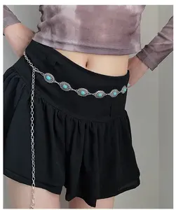 Western Metal Concho Belt for Women Cowgirl Chain Belts for Dresses Jeans Country Concert Outfit, Elegant Adjustable Belt for Dress Jeans Party Wear