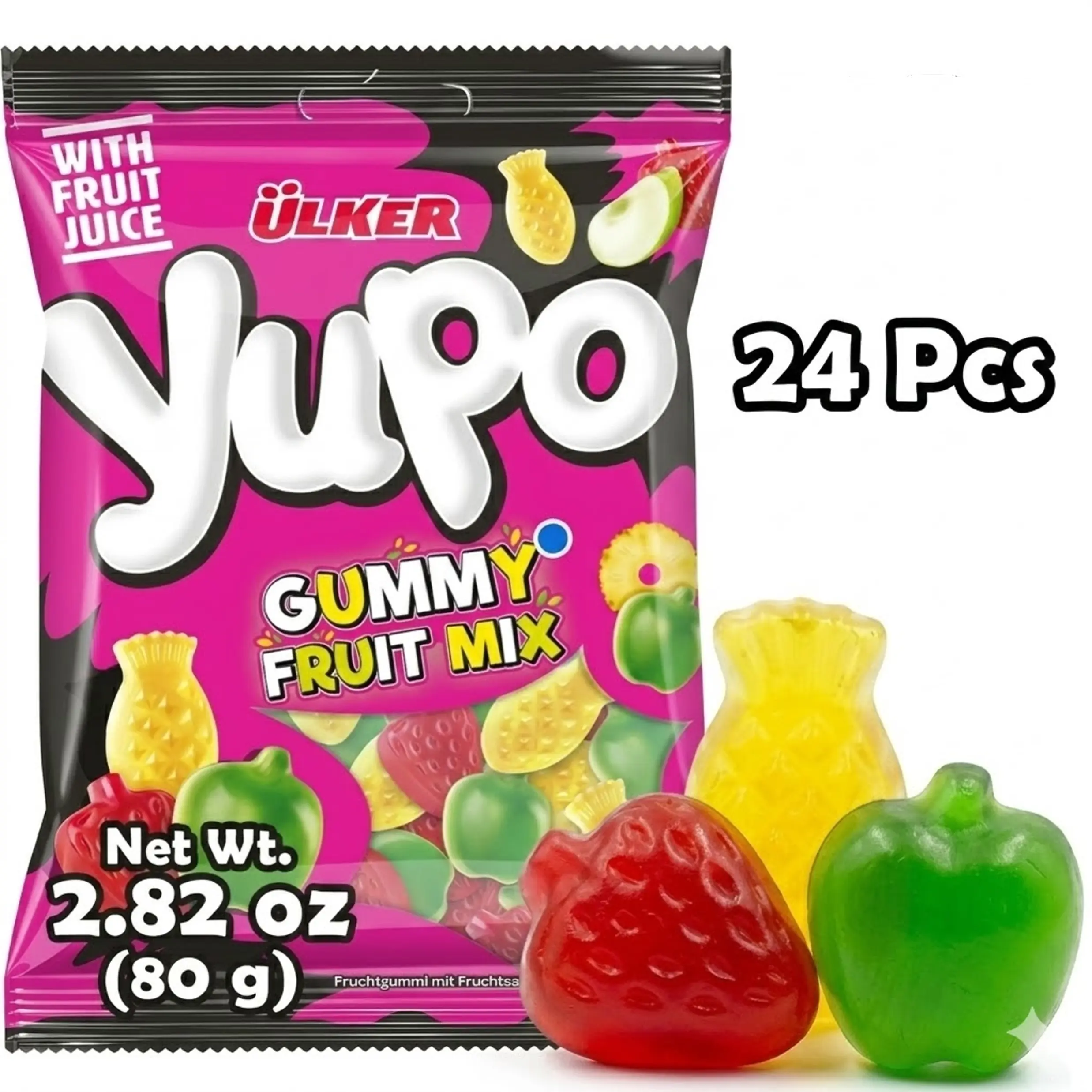 Fruit Flavor Soft Jelly Candy – 24 Pack (2.8 oz Each) | Assorted Apple, Orange & Strawberry Chewy Fruit Gummies