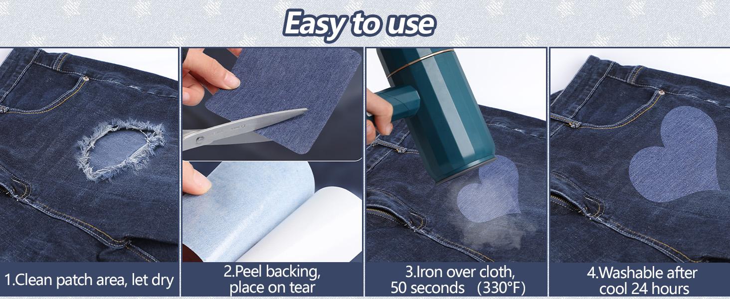 Denim Repair Patches 20 Pcs Iron On No Sew for Jeans 100% Cotton Strong Adhesive Clothing Repair Kit Quick Fix & DIY Decor