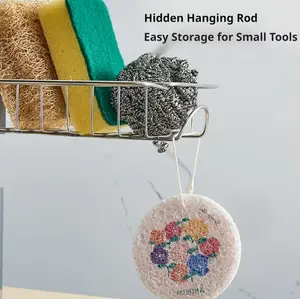 Sink Rack Organizer for Kitchen - Silver Stainless Steel Storage Solution with Towel Holder Hooks Adjustable Spacing Quick Drainage Durable Metal Home Essentials Kitchen Gadgets