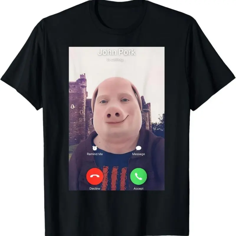 Cotton John Pork Is Calling T-Shirt casual crew neck cotton t-shirt Birthday Fashion funny tshirt