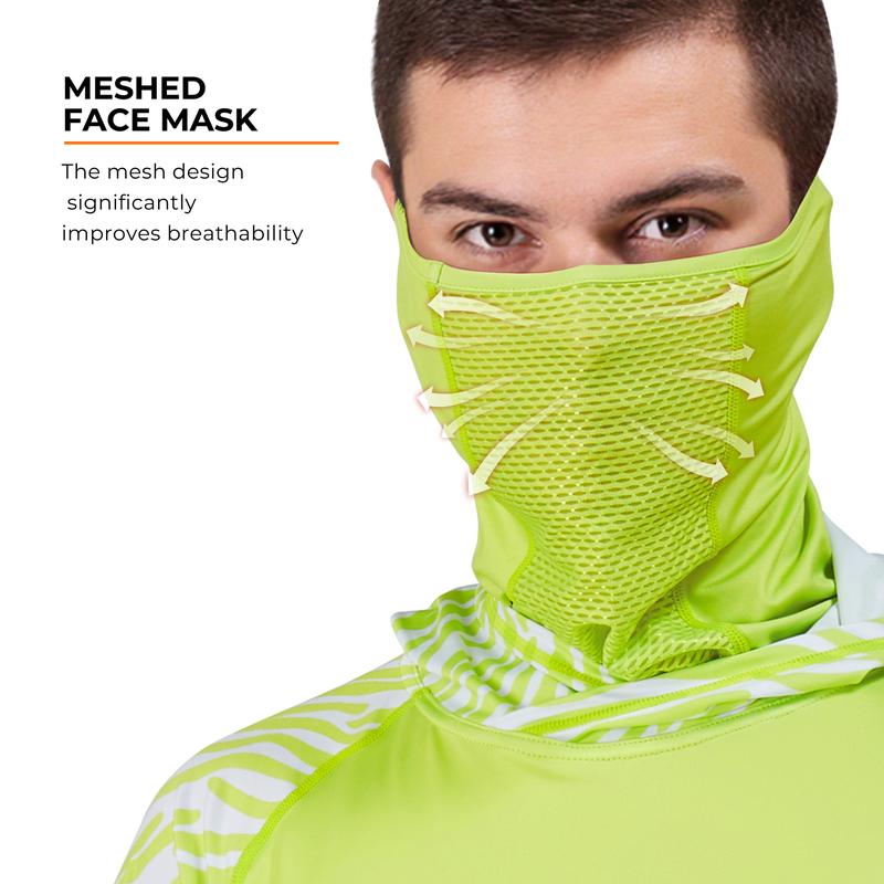 RODEEL 915 Sun Hoodie Shirts w/ Mask Neck Gaiter Men UPF 50+ UV Protection Long Sleeve Lightweight Quick Dry Moisture Wicking Breathable Cooling Activewear for Outdoor Sport Gym Fishing Roofing Landscaping Construction Gardening, Holiday Gift