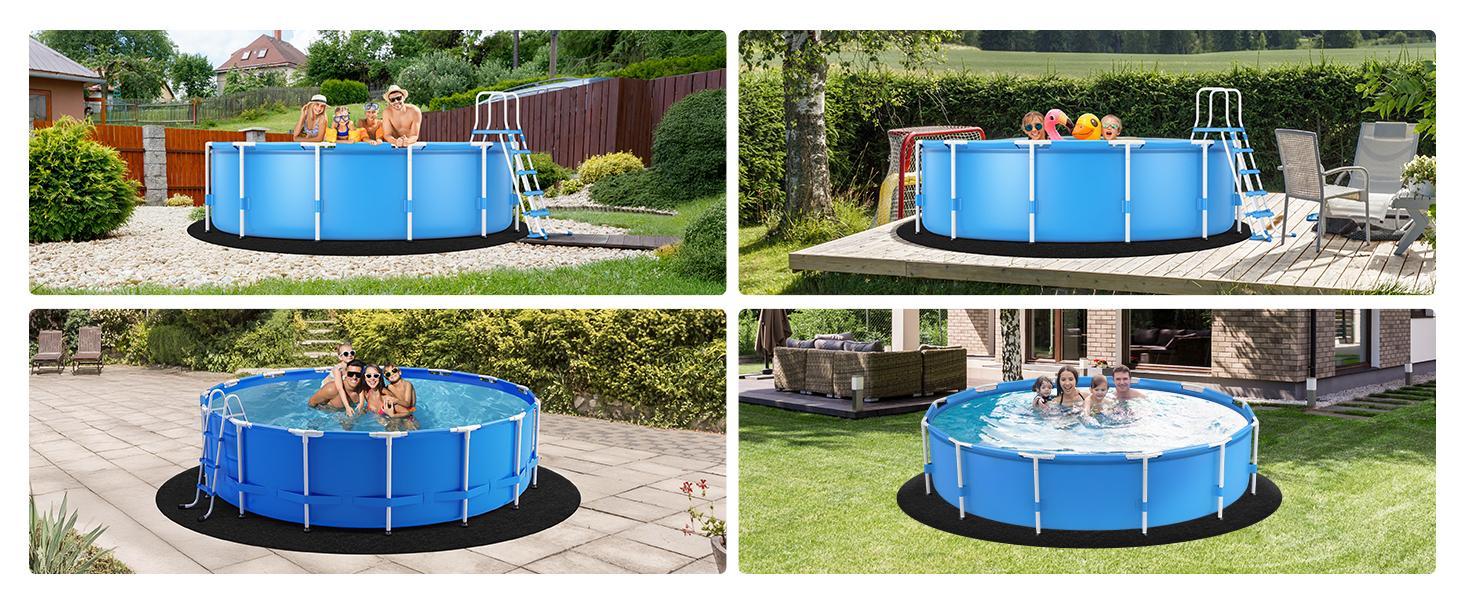VINGLI 12/15/18 FT Round Pool Liner Pad for Above Ground Swimming Pools, Extra Thick Swimming Pool Liner, Prevent Punctures, Weed Barrier, Black