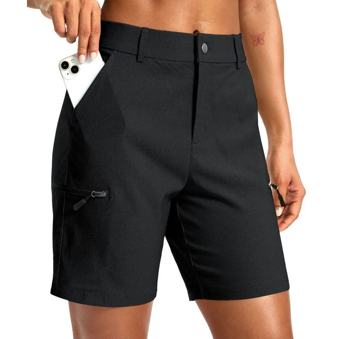 G GRADUAL Women's 7" Cargo Shorts, 4-Way Stretch Quick-Dry Casual Athletic Shorts with Zipper Pockets for Hiking, Golf, Gardening, Athletic Wear Shorts