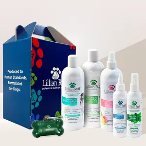 Lilian Ruff Dog Grooming Starter Pack Gift Set, Oatmeal Shampoo & Conditioner, Waterless Shampoo, Ear Cleaner, Breath Spray & Waste Bag Dispenser