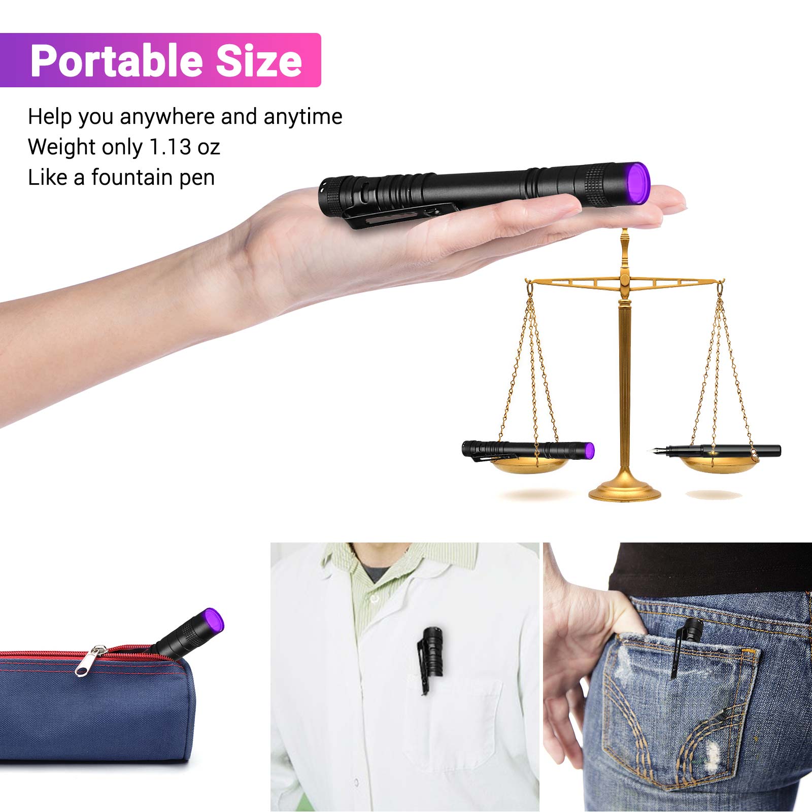 2 Pack Mini UV Light for Home & Travel | Detect Pet Stains, Bed Bugs & Hotel Hygiene | Essential Inspection Tool Kit Portable