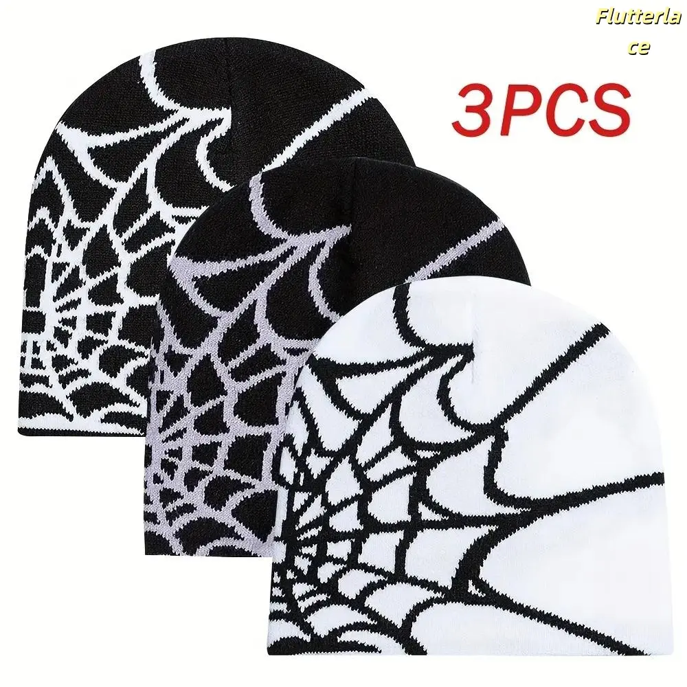 Men & Women's 3-Pack Knit Beanie Hats - Warm Gothic Hip Hop Streetwear Caps, Trendy Retro One Size Skating Beanies, Soft Knit Fabric, Daily Wear, Outdoor Essentials, Gift for Friends