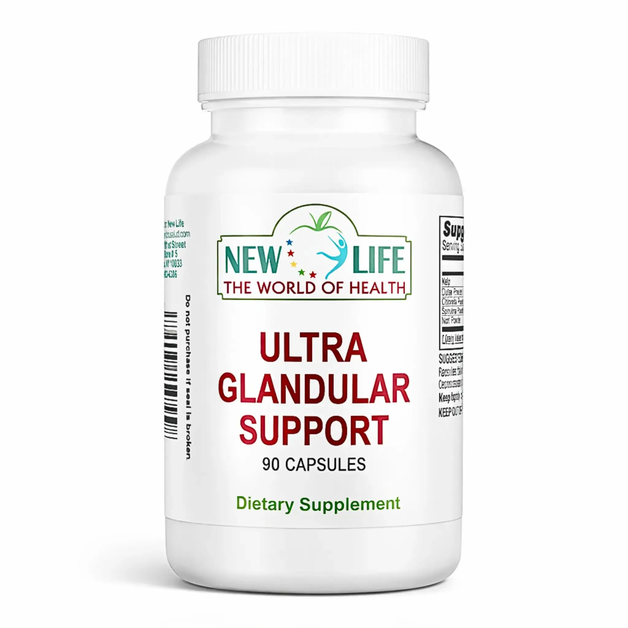 New Life Ultra Glandular Support Dietary Supplement, 90 Caps, GMO-Free, with Kelp & Chlorella for Healthy Thyroid Levels & Optimal Function