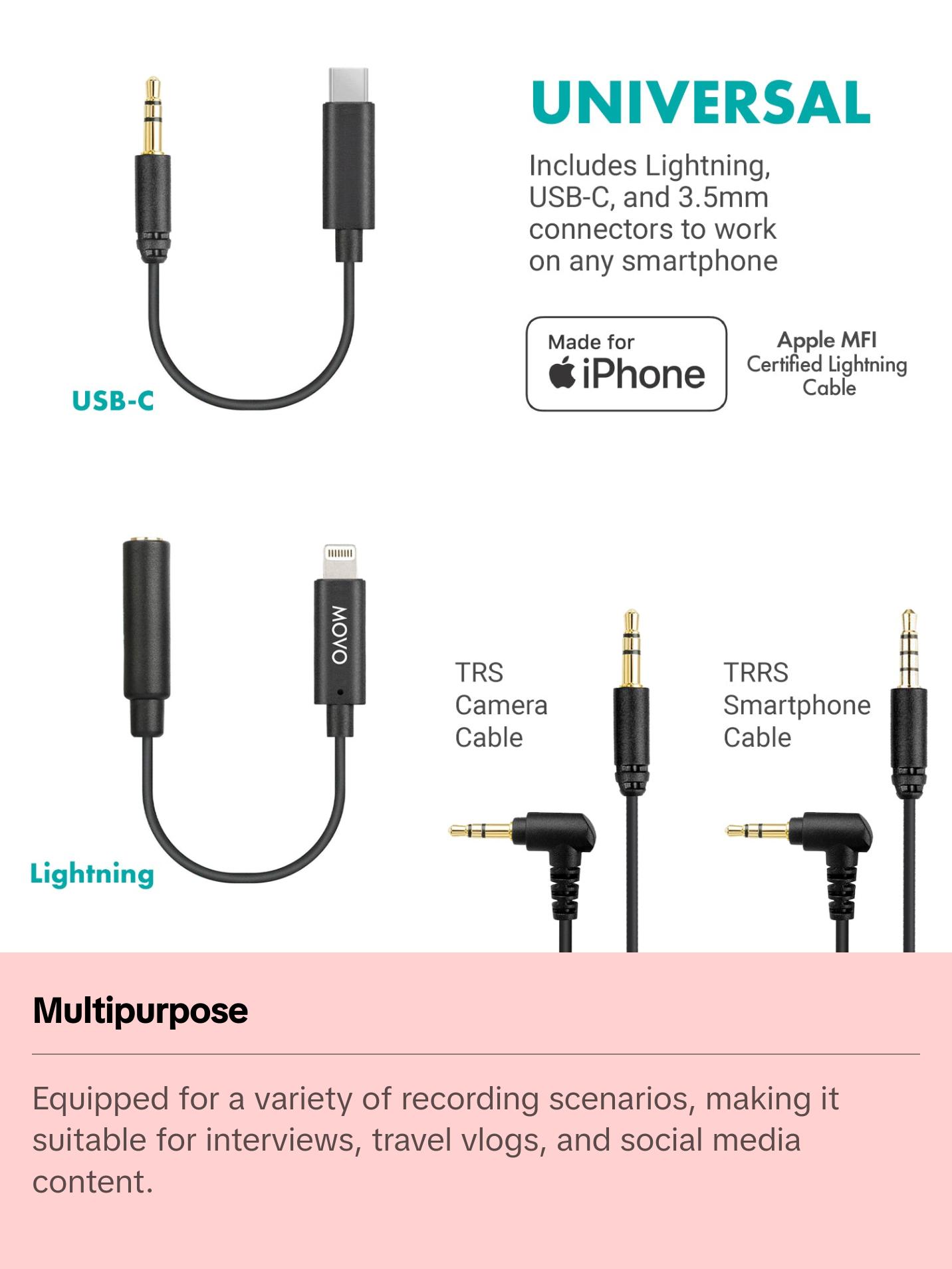 iVlogger-PRO+ MV-T5| Premium Vlogging Kit with Fullsize Tripod | Movo