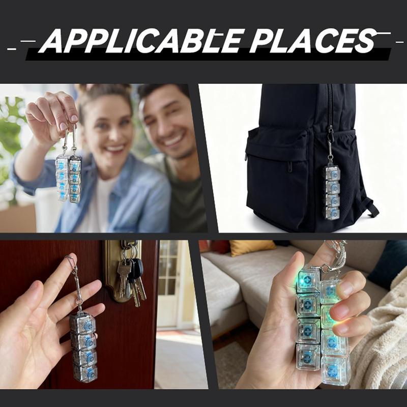 Must-Have Decompression Toy! Glowing Keyboard Fidget - 4-in-1 Transparent Keychain