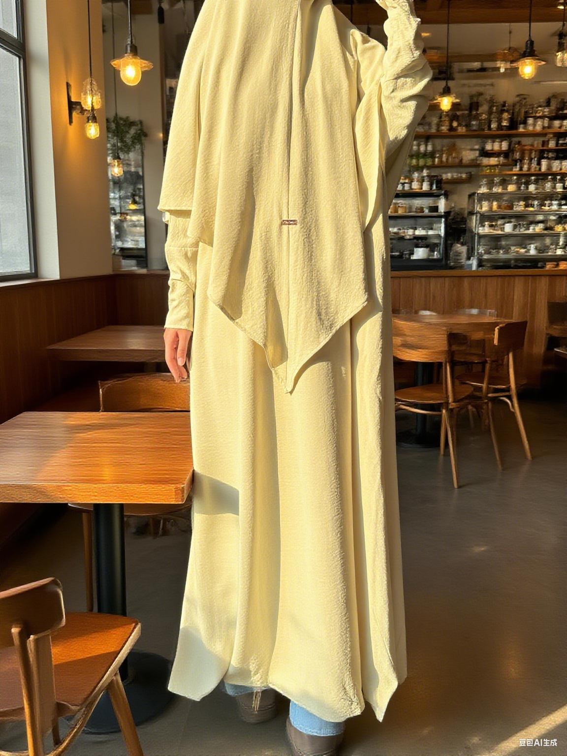 CL05-2 Abaya Hijab, Muslim dress, hijab, solid color, simple and casual, crepe Khimar suit【Fashionweek】
