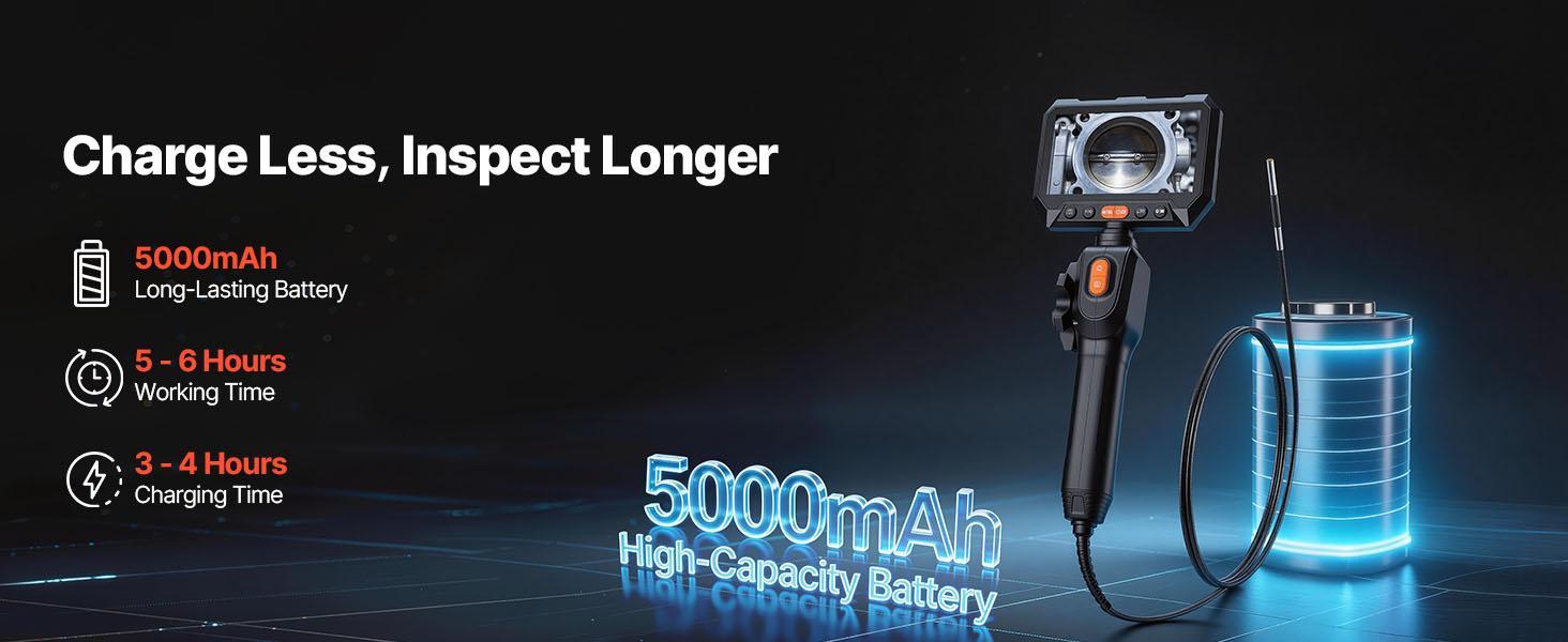 【Summerfinds】VEVOR 2-Way Articulating Endoscope, 1080P HD Lighted Waterproof Industrial Borescope with 0.15-inch Ultra-Slim Articulated Probe, 4.9FT Flexible Snake Scope for Car Automotive Engine Wall Inspection, Endoscope Borescope