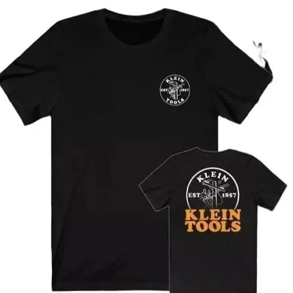 Klein Tools Est. 1857 Logo Graphic Unisex Classic Short Sleeve Soft Cotton T-Shirt, S-5XL Sizes, Long Print Life Sports Top, Durable Fabric