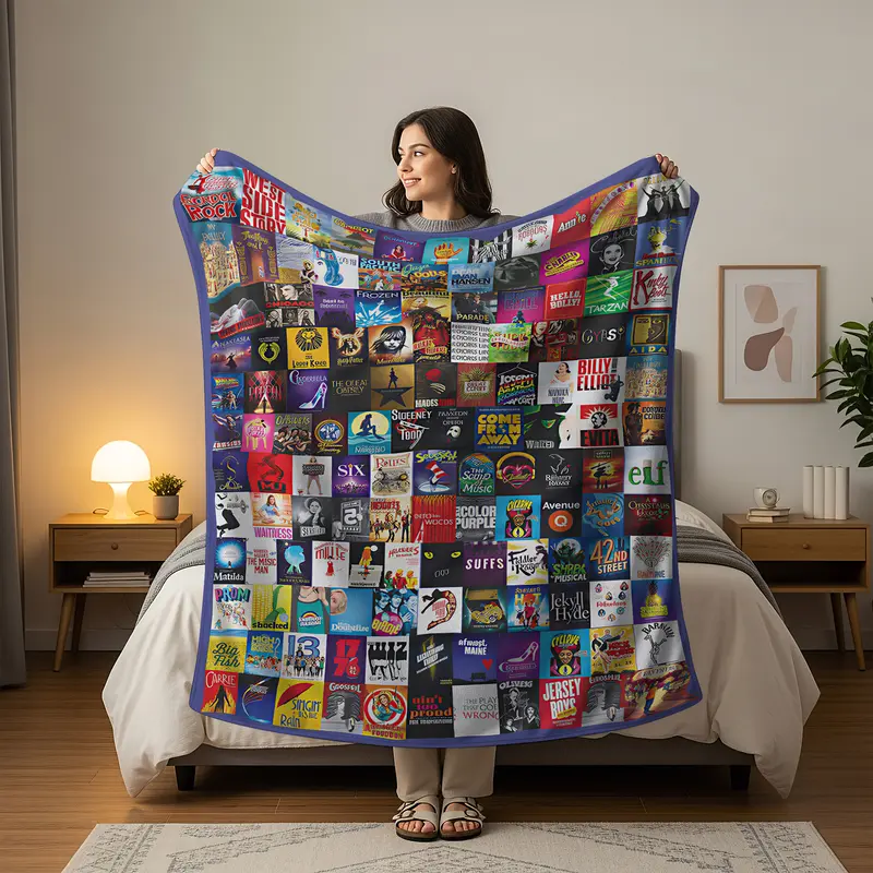 Theater Blanket, Broadway Playbills, Musical Blanket, Threadter Fan Gift
