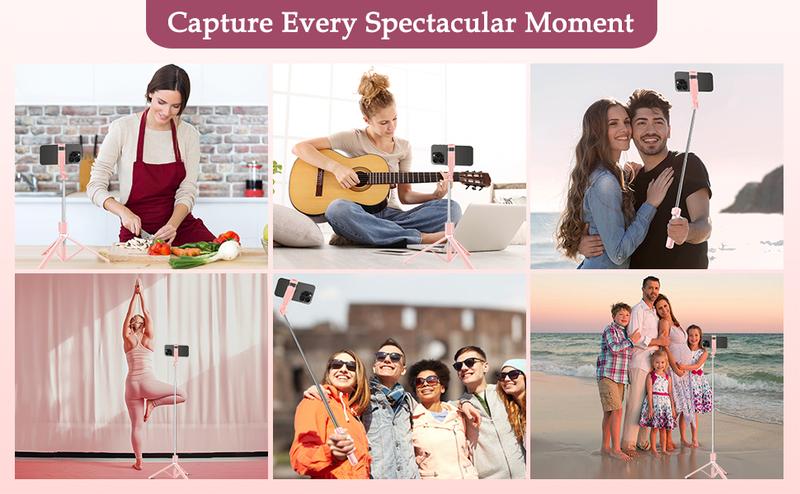 Selfie Stick Tripod With Dual Fill Lights, Detachable Wireless Remote Control Phone Tripod, New 6-In-1 Retractable Travel Tripod Accessories Portable, For Live Streaming & Video Recording Perfect For Photography, Makeup, Group Selfies