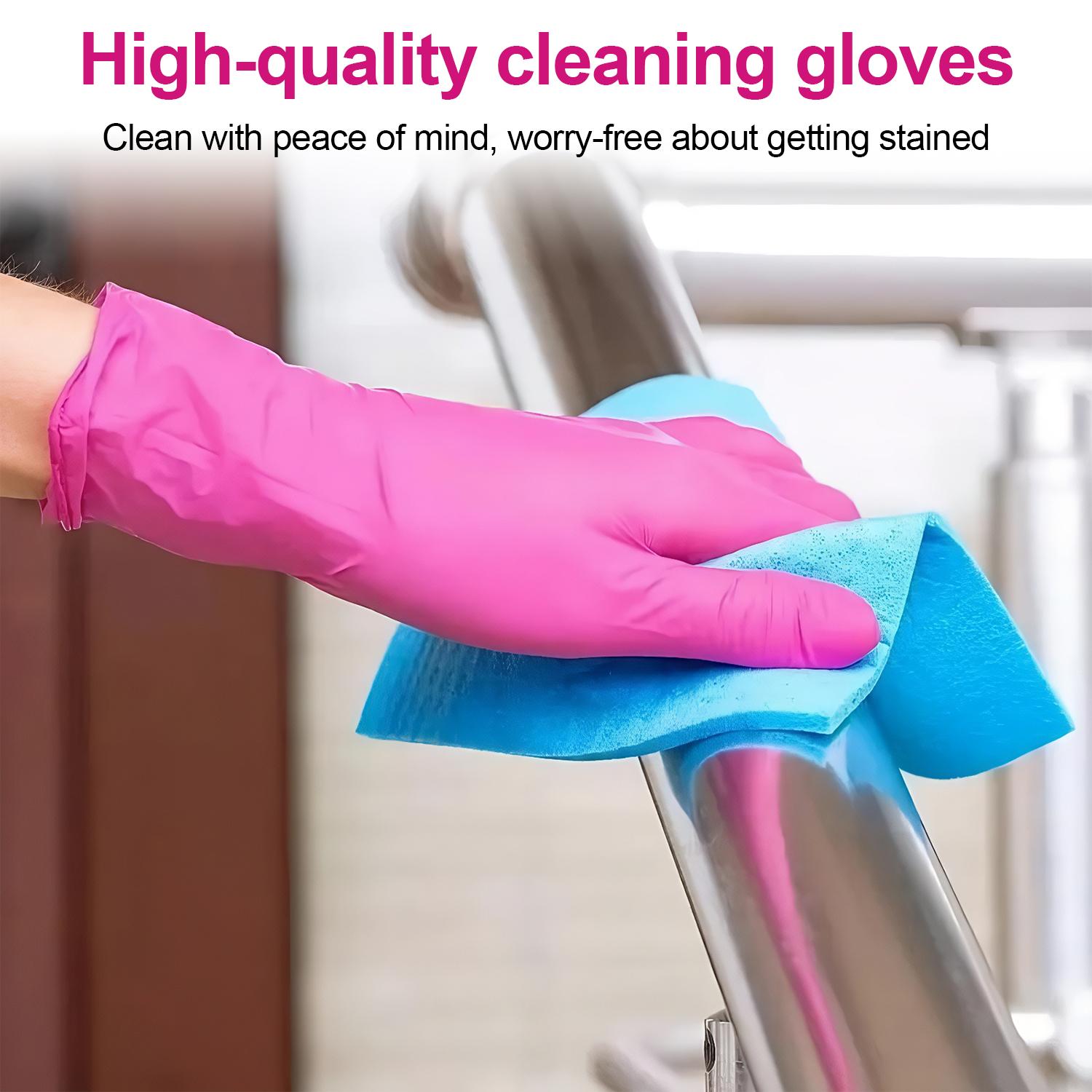 5/10Pair Durable Rose Red Nitrile Dishwashing Gloves,Non-Medical Grade, Latex-Free, Suitable for Permanent Makeup, Nail and Hair Services, Painting, Odor-Free Household Bathroom Cleaning Gloves, Multi Purpose Glove
