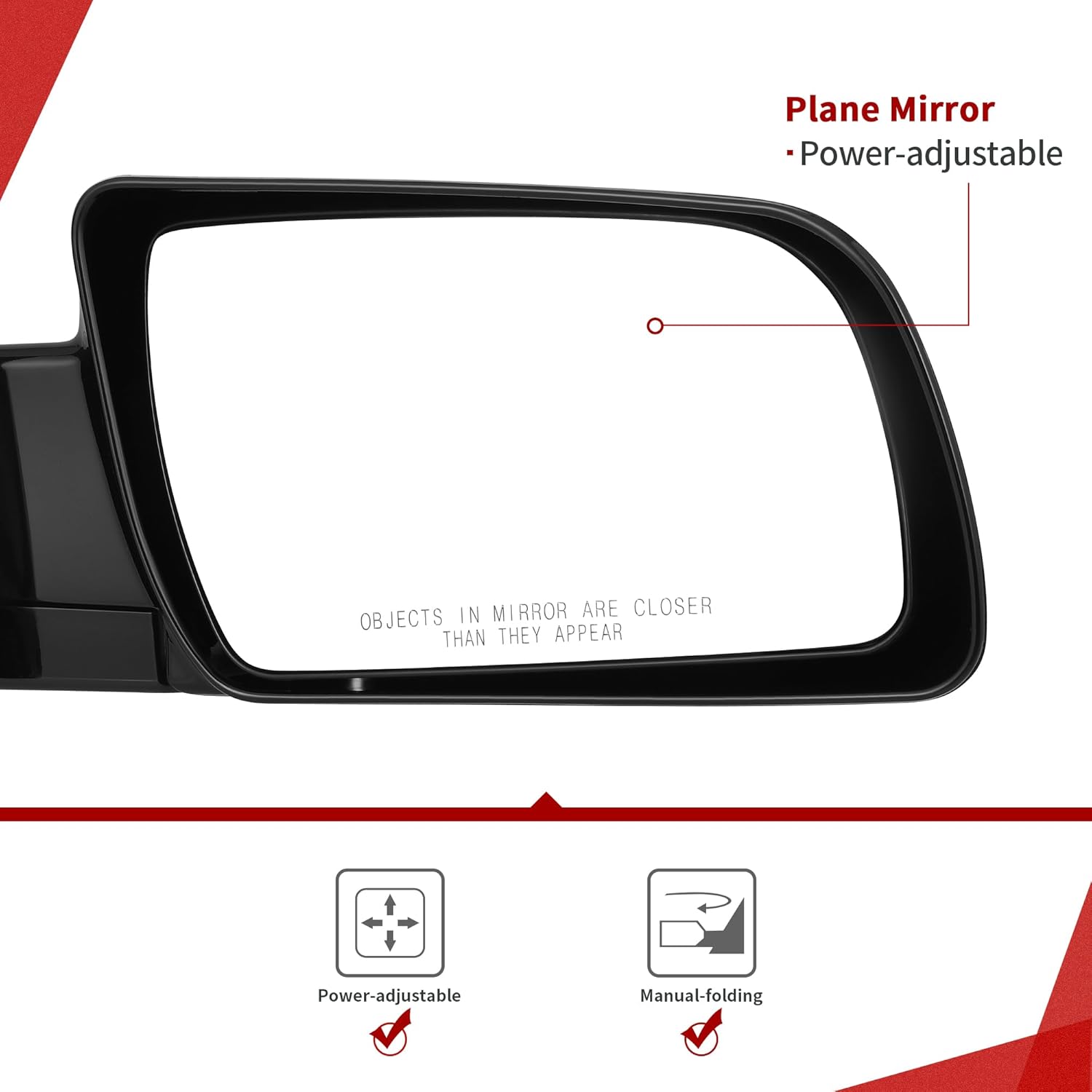 YITAMOTOR Right/Left Passenger Side Mirror Compatible with GMC 1988-1999 C/K 1500 2500 3500,1992-1999 Suburban 1500 2500, 1995-2000 Tahoe, Tow Mirror with Power Adjustment Manual Folding