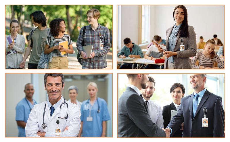 [New Deal] 2 Set Badge Holder Retractable Clip Heavy Duty Reels with Acrylic Clear Vertical ID Card Badge Holders for Work Office Removable Cardholder Hard Plastic