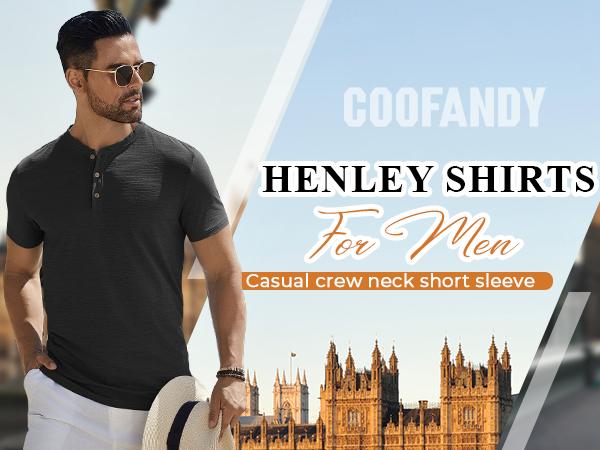 COOFANDY Mens Henley Shirts Short Sleeve Casual Button Down Shirts Lightweight Summer Basic Tee