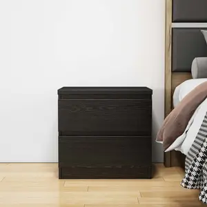 Modern Black Handle-Free Nightstand with Thickened Top Plate Minimalist Accent Table for Bedroom Living Room Compact Storage Solution