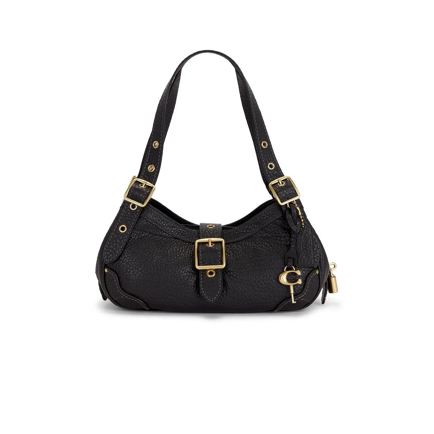 Coach Textured Pebble Leather Drifter Shoulder Bag in Black
