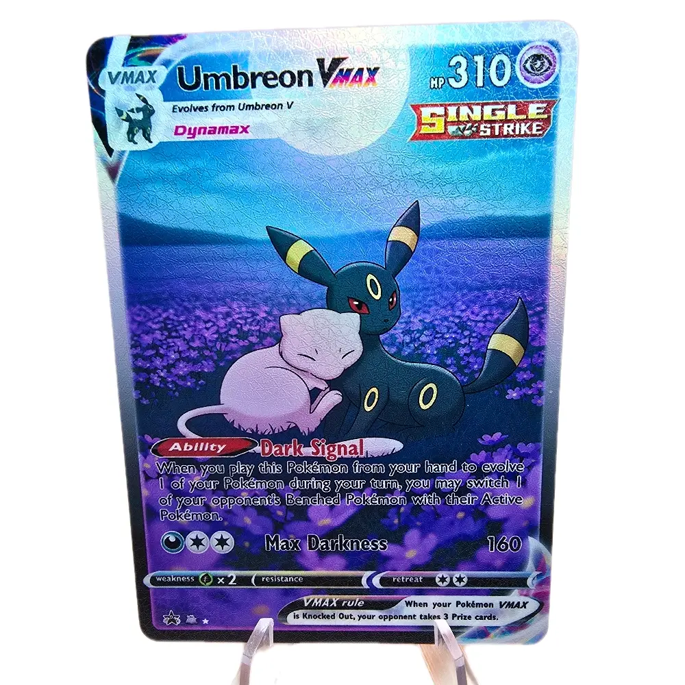 Umbreon VMAX & Mew Custom Rainbow Holo Card NEW Textured Version