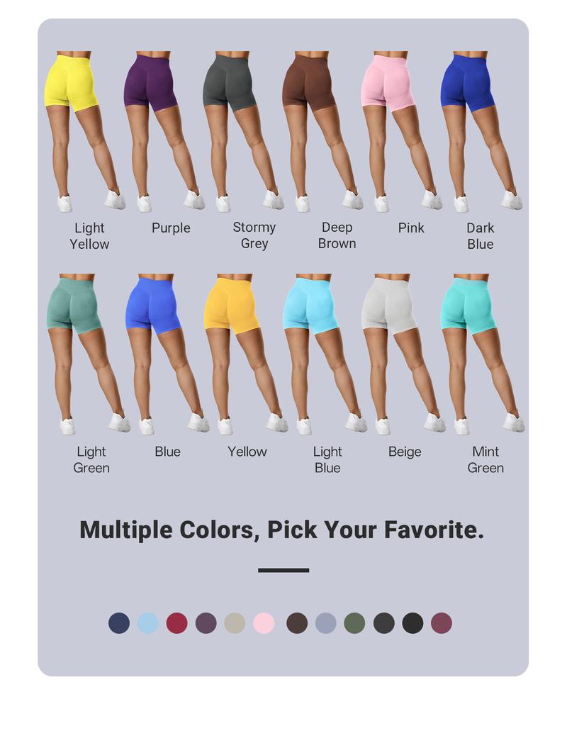 YEOREO SoftHue Women's Workout Gym Impact Shorts - Pink 3.6"/4.5" Seamless Hidden Scrunch Butt Lifting Athletic Bottoms Squat-Proof Mid-Rise Waistband