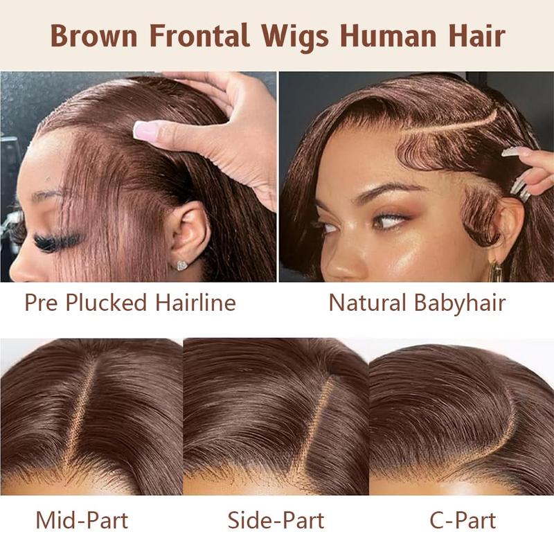 Bling Hair Chocolate Brown Lace Front Wig Human Hair 13x4/6 Transparent Lace Frontal Wigs 180 Density Body Wave Deep Wave HD Lace Front Wigs Human Hair pre Plucked Colored Wigs for Women